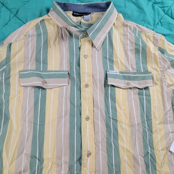 Rocawear Mens 3XL XXXL Multicolor Button Shirt Long Sleeve Tri Tone The Charm - Picture 4 of 11